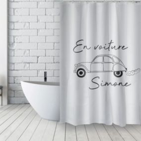 Rideau de douche Français Polyester 180x200cm DEUDEUCHE Noir  Blanc MSV