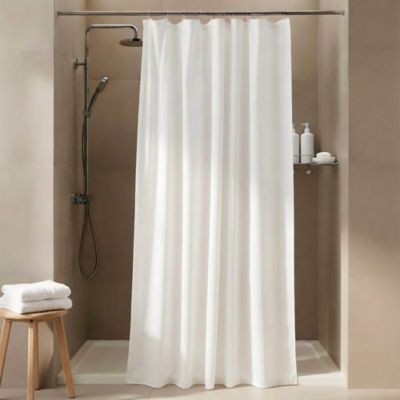 Rideau de douche GoodHome Elland L.200 x H.180 cm coloris blanc en lin et polyester