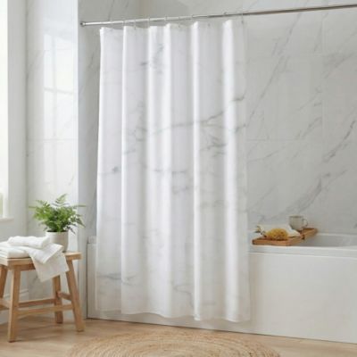 Rideau de douche GoodHome Elland L.200 x H.180 cm coloris marbre en lin et polyester
