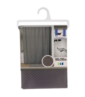 Rideau de douche Gris motif diamants 180 x 200 cm