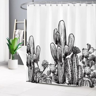 Rideau de douche imprimé cactus, 100cmx180cm
