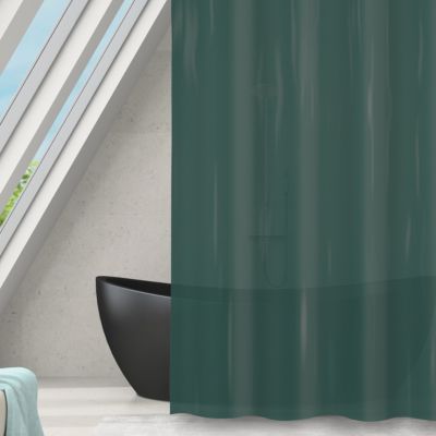 Rideau de douche L.180 x H.180 cm vert foncé en polyéthylène vinyle acétate Msv