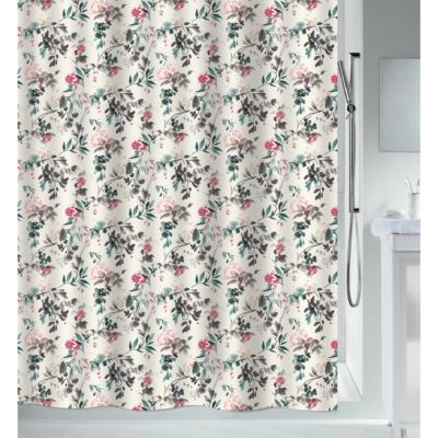 Rideau de douche L.180 x H.200 cm beige, motifs fleuris, en polyester Spirella Jinzo