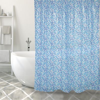 Rideau de douche L.180 x H.200 cm bleu, motifs mosaïque, en PVC Msv Concept