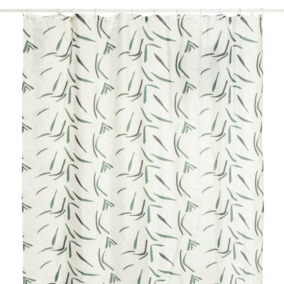 Rideau de douche l.180 x H.200 cm en polyester, motifs feuilles, 5Five Duo