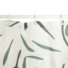 Rideau de douche l.180 x H.200 cm en polyester, motifs feuilles, 5Five Duo