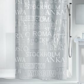 Rideau de douche PEVA CITIES 180x200cm Argent Spirella