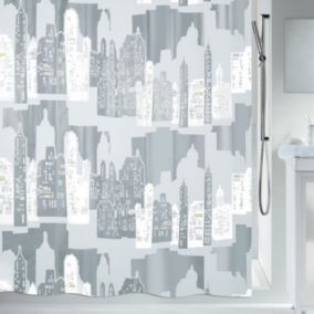 Rideau de douche PEVA SKYLINE 180x200cm Argent Spirella