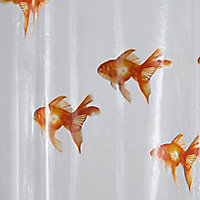 Rideau de douche plastique Peva multicolore décor poisson rouge 180 x 200 cm Nosara