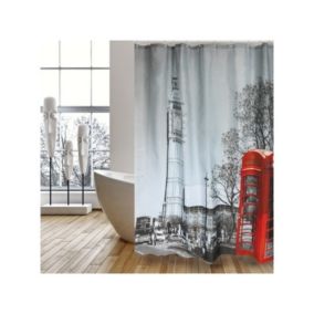 Rideau de douche Polyester 180x200cm Londres  Anneaux inclus MSV