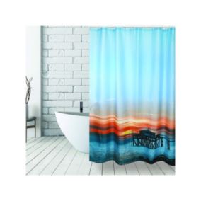 Rideau de douche Polyester 180x200cm Motif Sunset  Anneaux inclus MSV