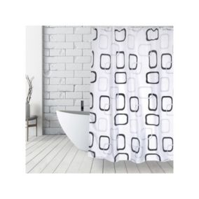 Rideau de douche Polyester 180x200cm Motifs Gris  Blanc  Anneaux inclus MSV