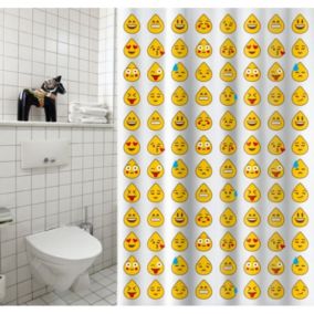 Rideau de douche Polyester 180x200cm Smiley  Anneaux inclus MSV