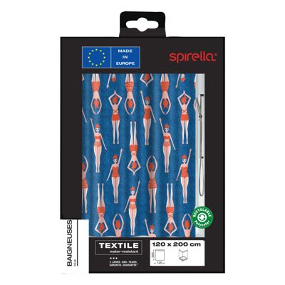 Rideau de douche Polyester BAIGNEUSES 120x200cm Bleu Spirella