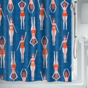 Rideau de douche Polyester BAIGNEUSES 180x200cm Bleu Spirella