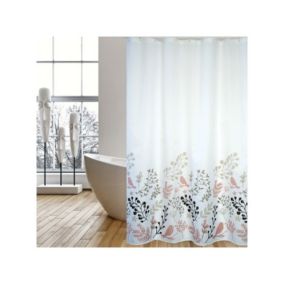 Rideau de douche Polyester BIRDS 180x200cm QUALITE PREMIUM Motifs Beige  Blanc  Anneaux inclus MSV