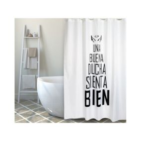 Rideau de douche Polyester BUENA DUCHA 180x200cm QUALITE PREMIUM Noir  Blanc  Anneaux inclus MSV