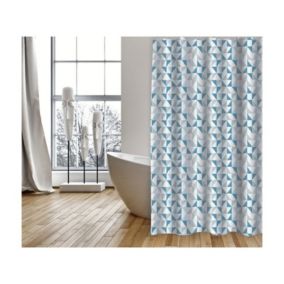 Rideau de douche Polyester CALENDO 180x200cm QUALITE PREMIUM Bleu  Anneaux inclus MSV