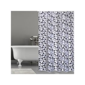 Rideau de douche Polyester CALULA 180x200cm QUALITE PREMIUM Gris  Anneaux inclus MSV