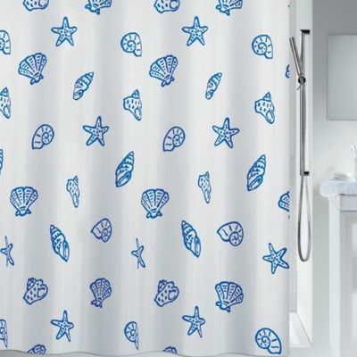Rideau de douche Polyester CONCHA 180x200cm Bleu  Blanc Spirella