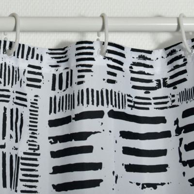 Rideau de douche Polyester CONNECTION 180x200cm Noir  Blanc Spirella