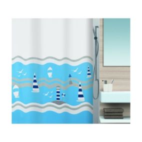 Rideau de douche Polyester DEL MAR 180x200cm Bleu Spirella