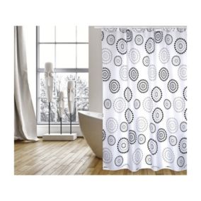 Rideau de douche Polyester DOTS 180x200cm QUALITE PREMIUM Gris  Anneaux inclus MSV