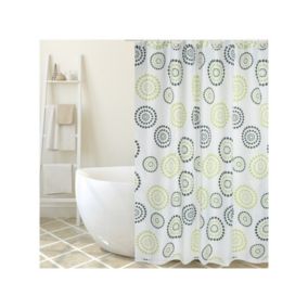 Rideau de douche Polyester DOTS 180x200cm QUALITE PREMIUM Vert  Anneaux inclus MSV