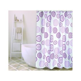 Rideau de douche Polyester DOTS 180x200cm QUALITE PREMIUM Violet  Anneaux inclus MSV