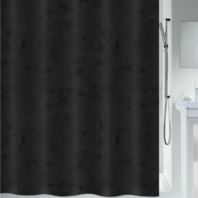 Rideau de douche Polyester GEORGES 180x180cm Noir Spirella