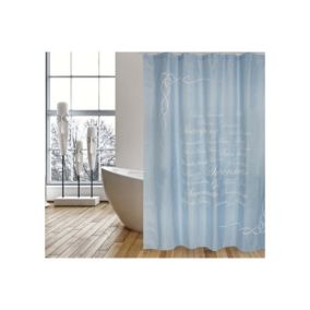 Rideau de douche Polyester GRASSE 180x200cm QUALITE PRMIUM Bleu  Anneaux inclus MSV