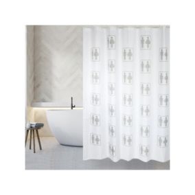 Rideau de douche Polyester H/F Mini 180x200cm QUALITE PREMIUM Blanc  Anneaux inclus MSV