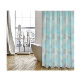 Rideau de douche Polyester HUELLAS 180x200cm QUALITE PREMIUM Bleu Turquoise  Anneaux inclus MSV