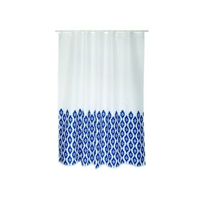 Rideau de douche Polyester IKAT 180x200cm QUALITE PREMIUM Bleu  Blanc MSV