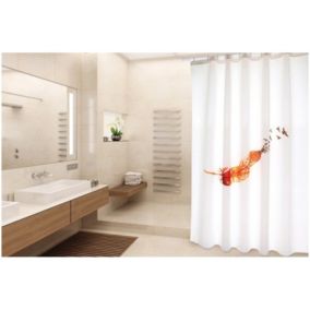 Rideau de douche Polyester INDIA 180x200cm QUALITE PREMIUM Orange  Blanc  Anneaux inclus MSV