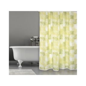 Rideau de douche Polyester JAVA CADIX 180x200cm QUALITE PREMIUM Vert  Anneaux inclus MSV