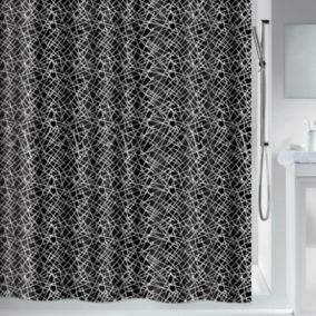 Rideau de douche Polyester LINES 120x200cm Noir  Blanc Spirella