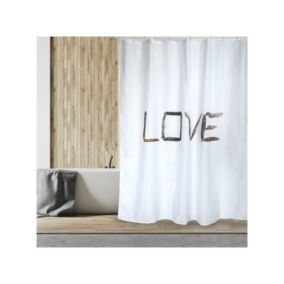 Rideau de douche Polyester LOVE 180x200cm Beige  Anneaux inclus MSV