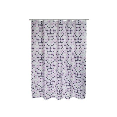 Rideau de douche Polyester MOSAIKO 180x200cm QUALITE PREMIUM Violet  Anneaux inclus MSV