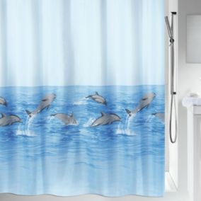 Rideau de douche Polyester NEMO 120x200cm Bleu motif dauphins Spirella