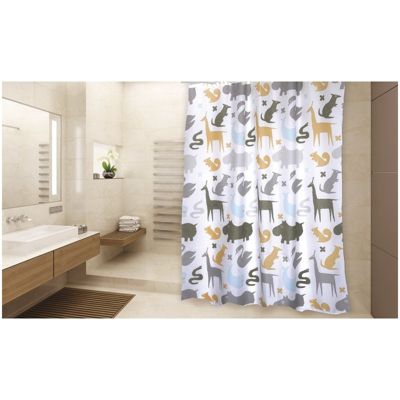 Rideau de douche Polyester NOE 180x200cm QUALITE PREMIUM Multicolor  Anneaux inclus MSV