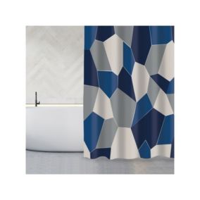 Rideau de douche Polyester ORIGAMI 180x200cm Bleu MSV