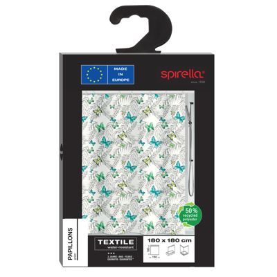 Rideau de douche Polyester PAPILLONS 180x180cm Motif papillons Spirella