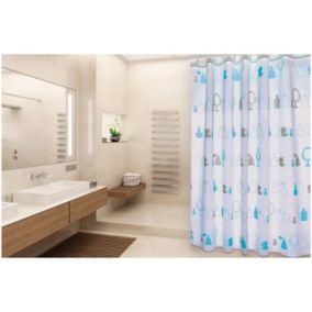 Rideau de douche Polyester PARIS 180x200cm QUALITE PREMIUM Bleu MSV