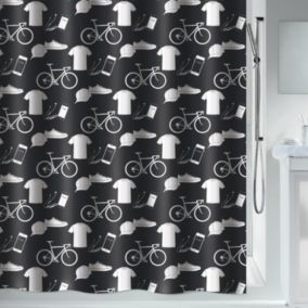 Rideau de douche Polyester PATCHWORK 120x200cm Noir  Blanc Spirella