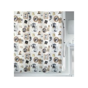 Rideau de douche Polyester POSE 180x200cm Noir  Or Spirella