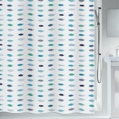 Rideau de douche Polyester SANTARINA 180x180cm Bleu  Blanc Spirella