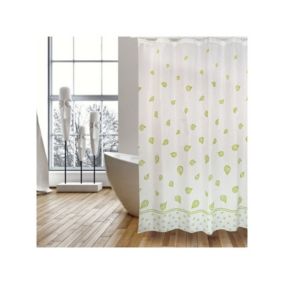 Rideau de douche Polyester SEA SNAILS 180X200cm QUALITE PREMIUM Vert  Blanc  Anneaux inclus MSV