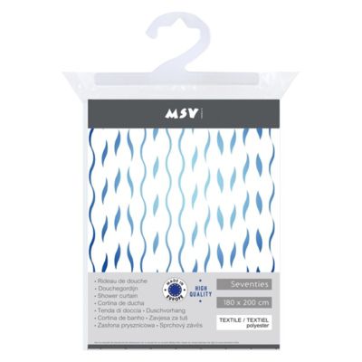 Rideau de douche Polyester SEVENTIES 180x200cm  QUALITE PREMIUM Bleu MSV