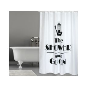 Rideau de douche Polyester SHOWER 180x200cm QUALITE PREMIUM Noir  Blanc  Anneaux inclus MSV